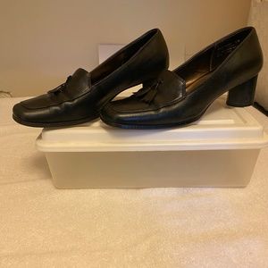 West Wing Black Leather Heels